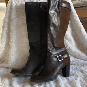 Tall Brown zip up heeled boots